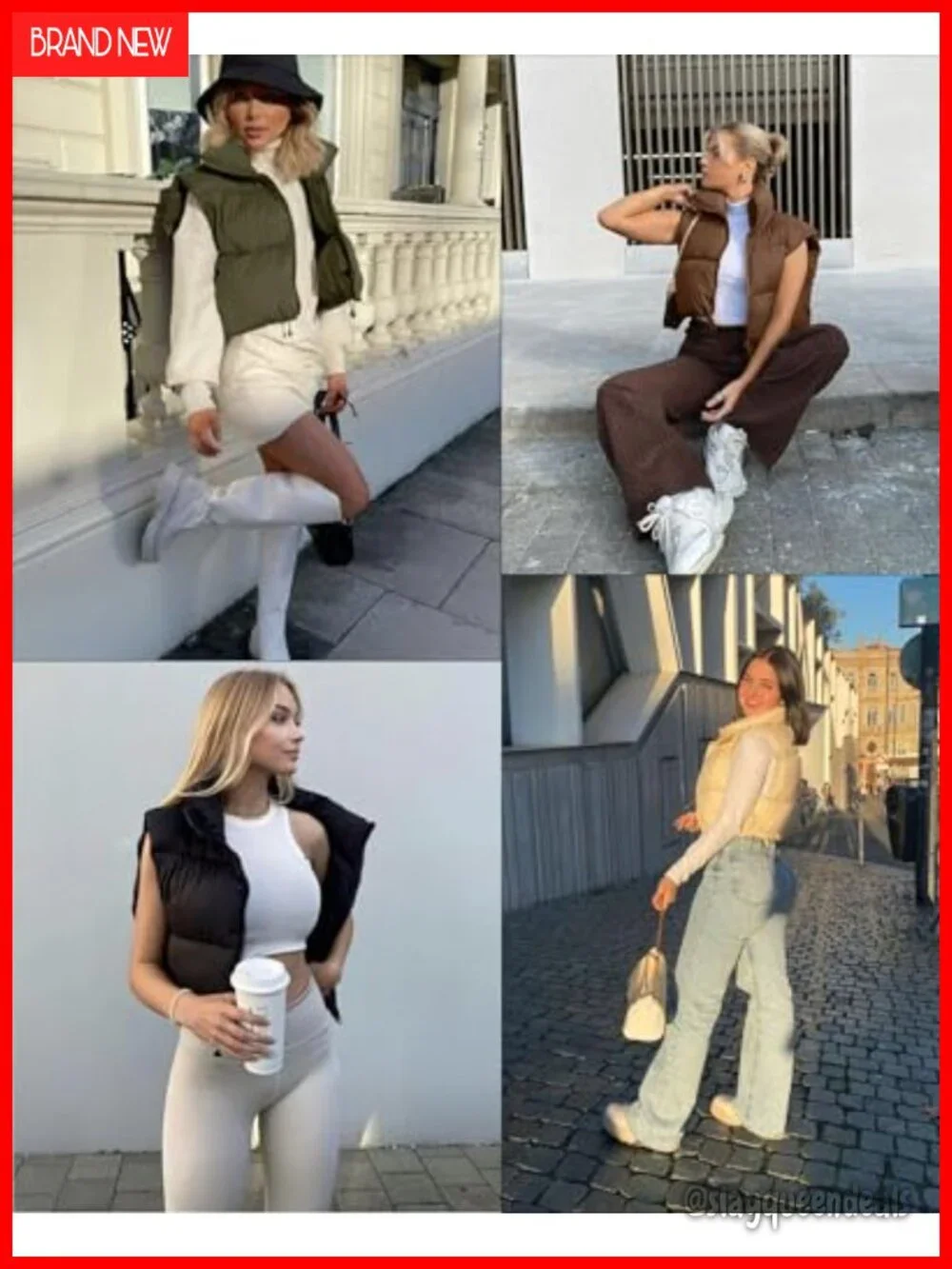 Cropped Puffer Vest Stand Collar Zip Up Sleeveless Insulated Winter Outerwear